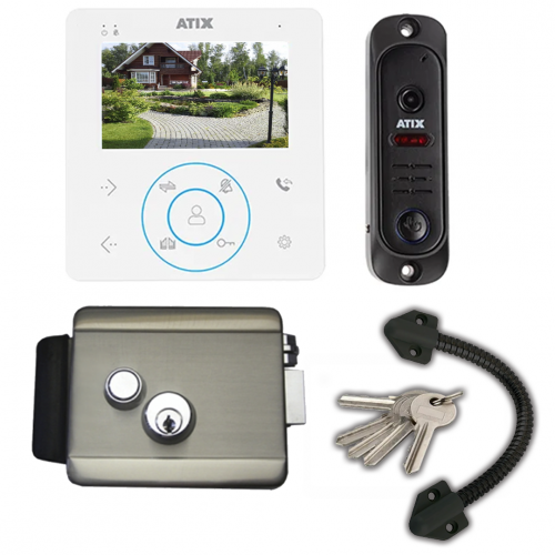 Комплект домофона ATIX KIT(монитор 4:3 дюйма/вызывная панель 110 градусов/электромеханический замок)